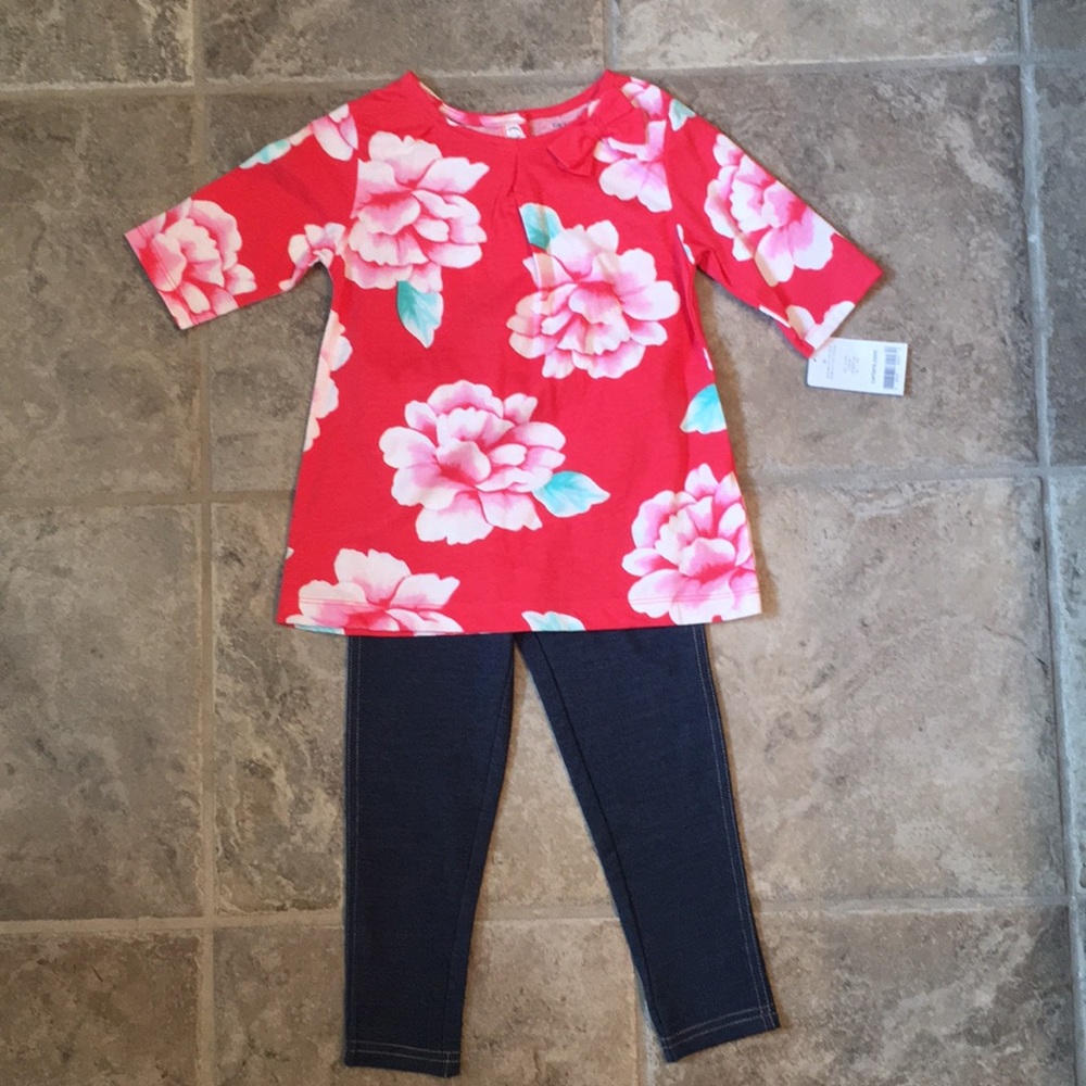 Flower top and jegging set for 3T girls